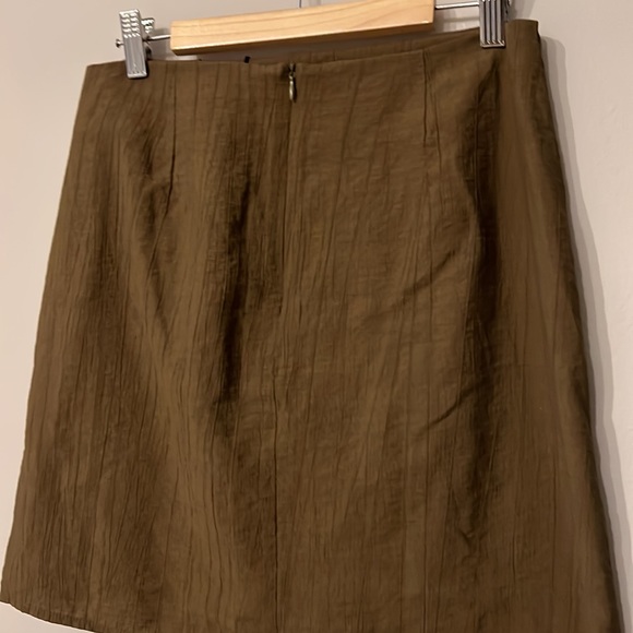 Zara Ruched Mini Skirt Deep Olive  Green NWT - Picture 3 of 9